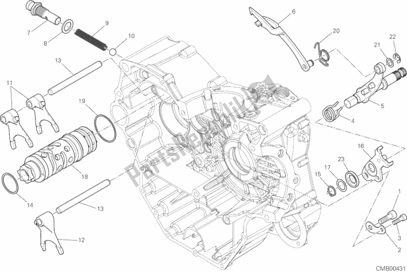 Alle onderdelen voor de Schakelnok - Vork van de Ducati Monster 821 Stripes 2017